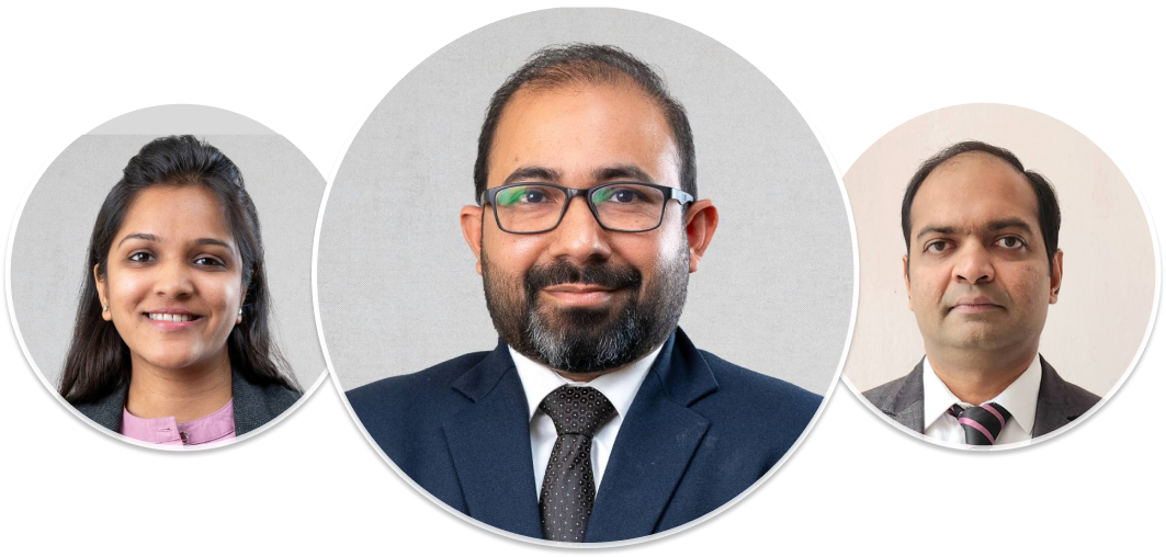 Three investment counsellors from Purnartha wearing professional attire.